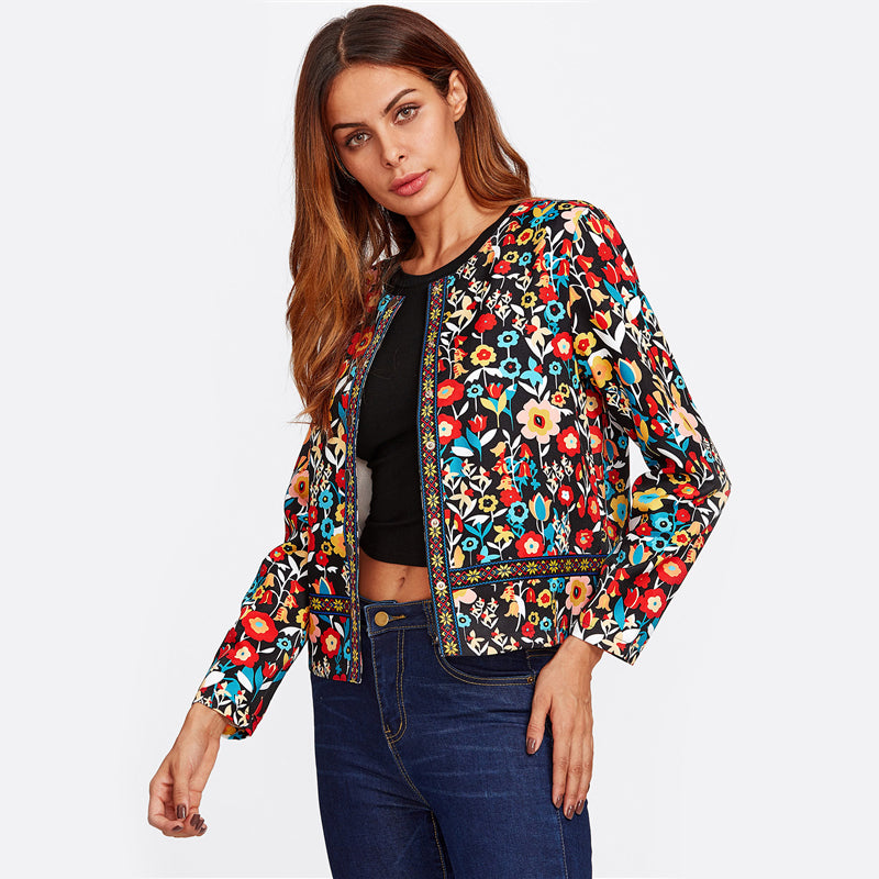 Press Button Placket Botanical Jacket