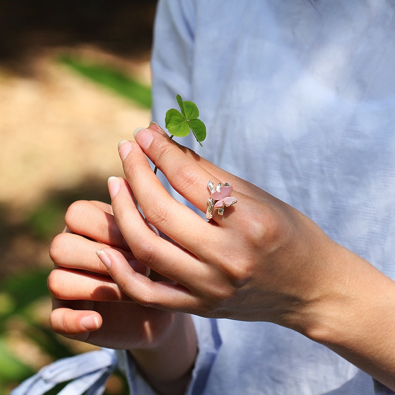 Butterfly On Branch Design Ring