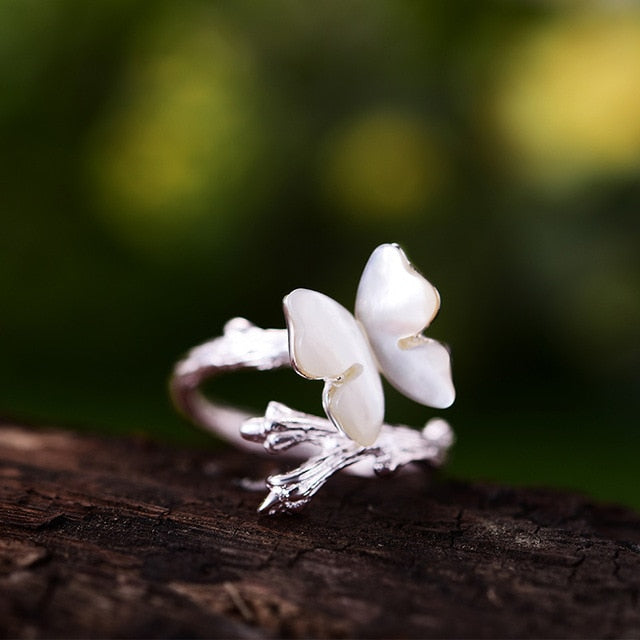 Butterfly On Branch Design Ring
