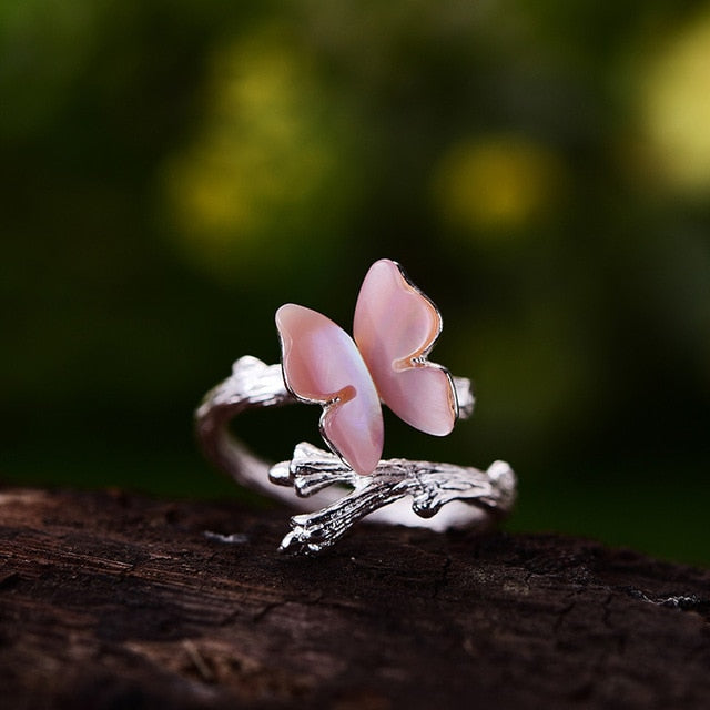 Butterfly On Branch Design Ring