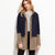 Color Block Stand Collar Long Coat