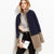 Color Block Stand Collar Long Coat