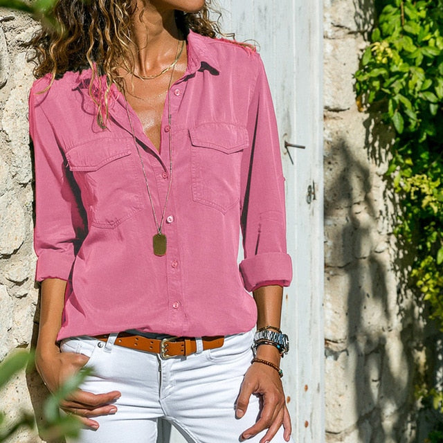 Turn-Down Collar Button Shirt