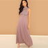 Guipure Lace Overlay Bodice Maxi Dress
