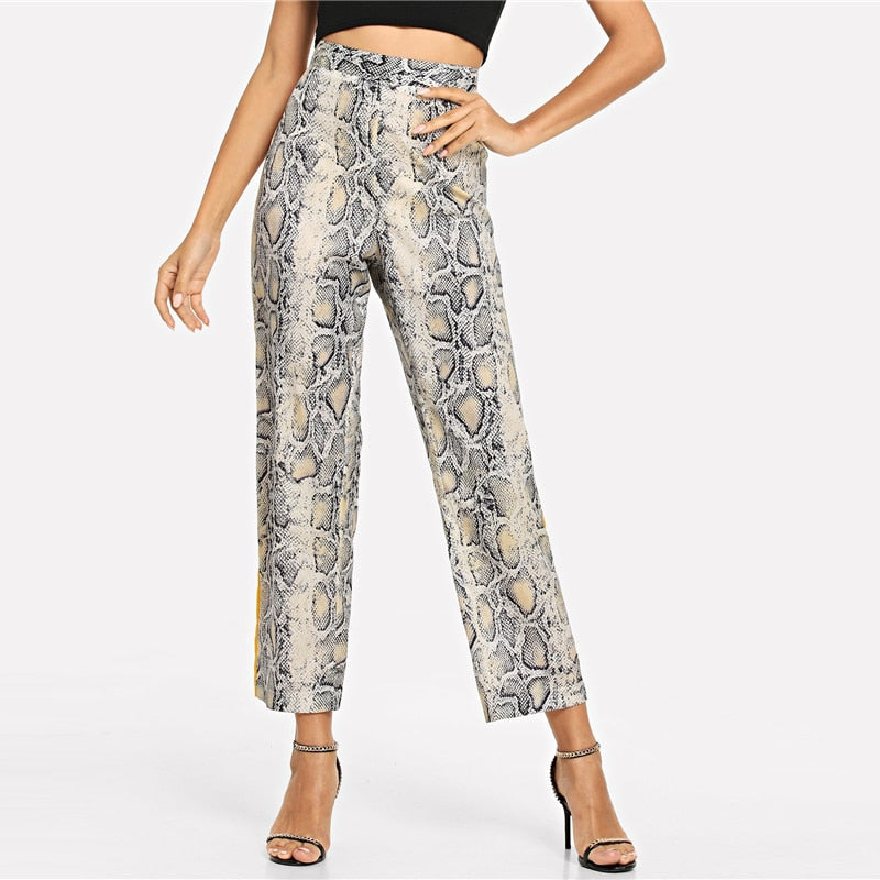 Wide Waistband Snake Print Pant