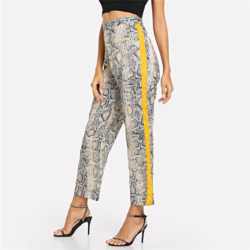 Wide Waistband Snake Print Pant