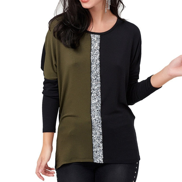Long Sleeve Patchwork Blouse