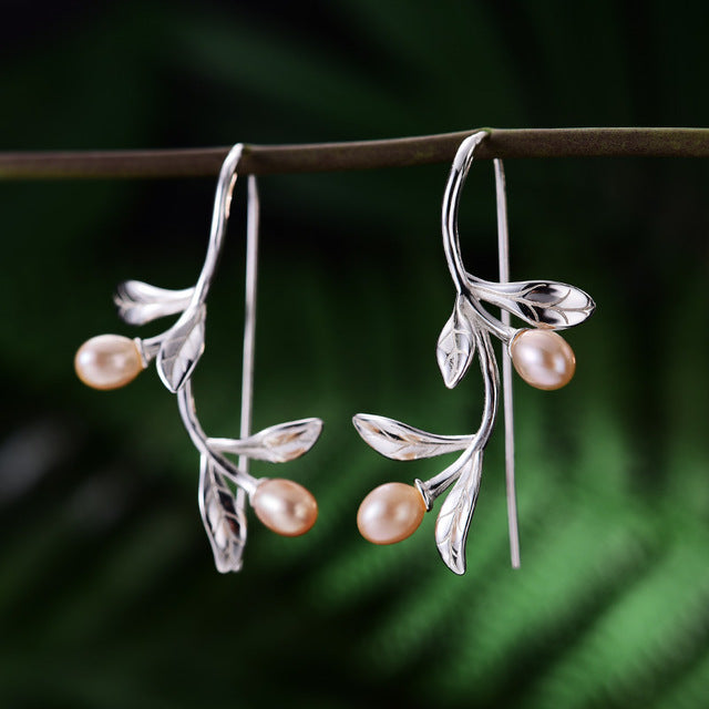 Waterdrops Olive Leaves Earrings