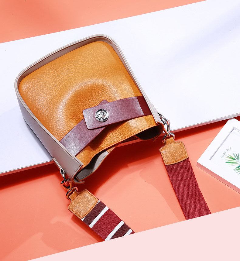 Contrast Color Bucket Shoulder Bag